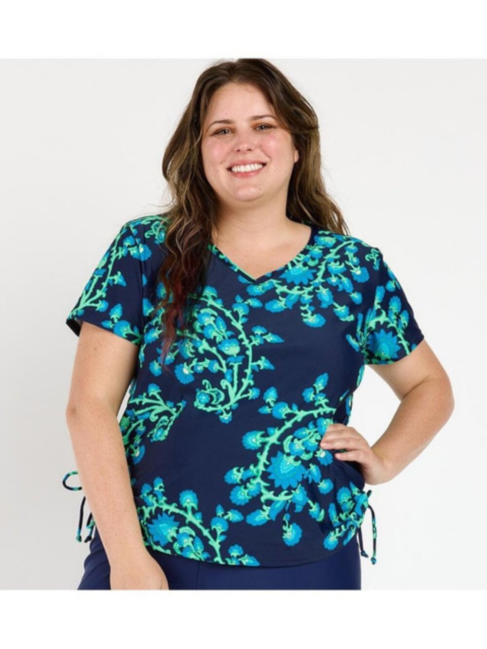 Calypsa Plus Size V-Neck Adele Swim Top